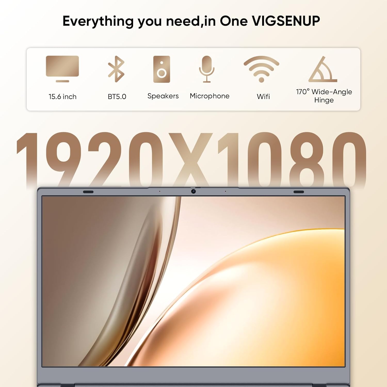 VIGSENUP Laptop,15.6'' Laptop Computer,8GB RAM LPDDR4 128GB SSD(Expandable to 1TB), AMD Athlon Processor Up to 2.6 GHz,WiFi 5,BT 5.0, Webcam, Portable and Slim Laptop