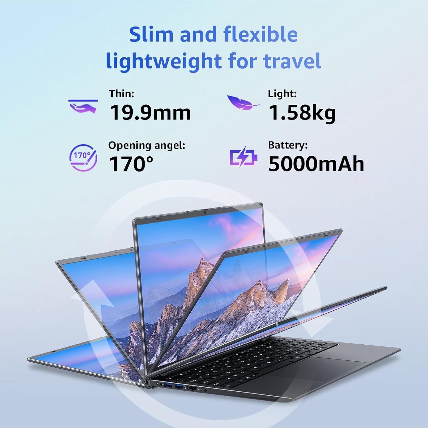 VIGSENUP Laptop, 12GB LPDDR5 RAM 1TB SSD, 15.6 Inch Laptop Computer, N95 Quad Core Processor, Up to 3.4GHz, WiFi 5, BT 5.0, USB-C, Fingerprint,Gray